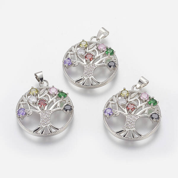 Brass Micro Pave Cubic Zirconia Pendants
