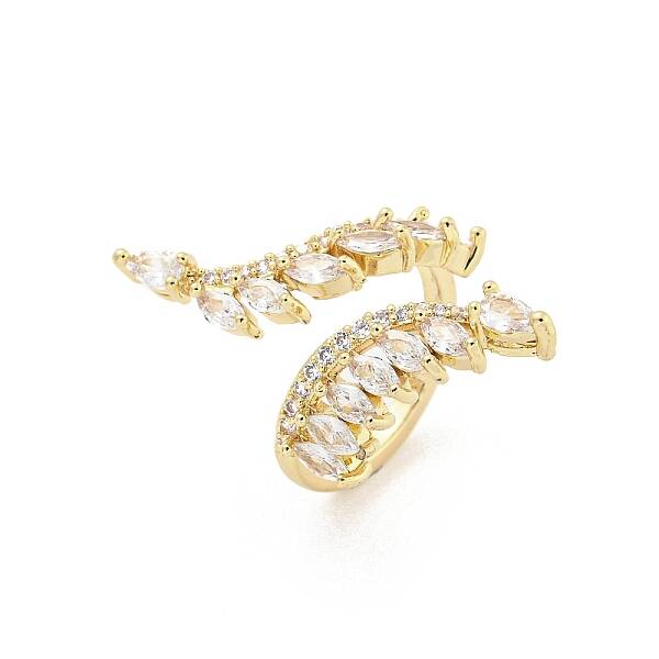 Brass Micro Pave Cubic Zirconia Cuff Rings