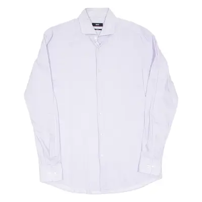 BOSS Slim Fit Mens Shirt Purple Striped Long Sleeve M