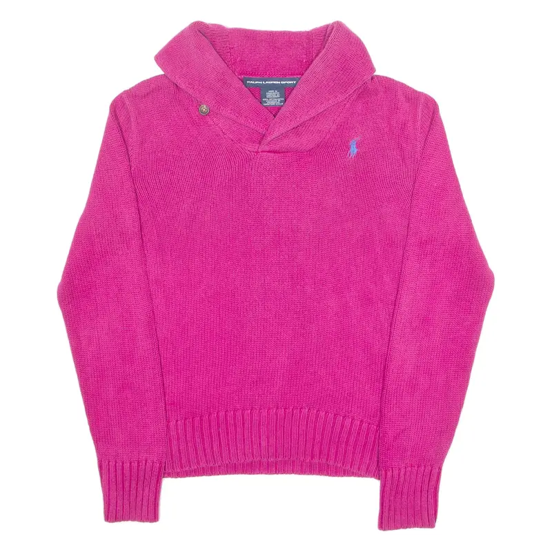 RALPH LAUREN Womens Jumper Pink Roll Neck Tight Knit M