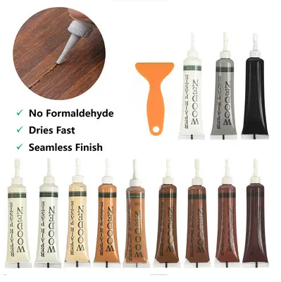 Wood Repair Kit, 12 Color Wood Fillers, Furniture Repair Kit, Repair Scratch, Cracks, Stains, Discoloration for Wood Furnitur...