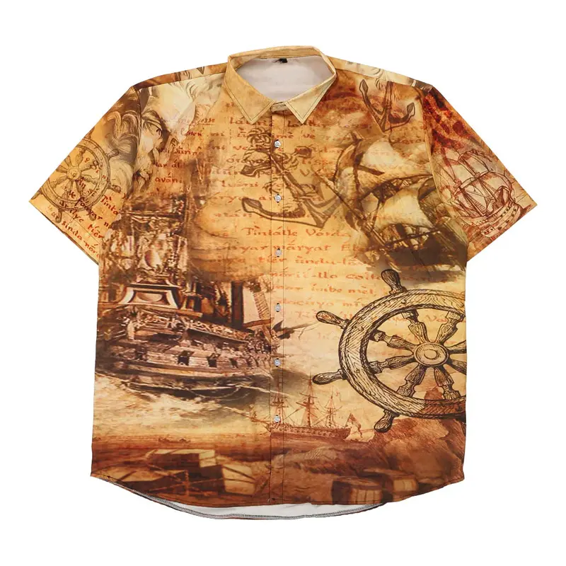 Unbranded Short Sleeve Shirt - XL Beige Polyester