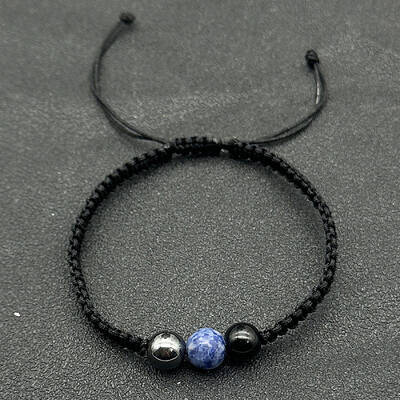 Adjustable Unisex Mixed Stone Round Braided Bead Bracelets