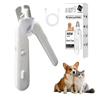 MUZMDNI 2-in-1 Dog Nail Grinder & Dog Nail Clippers Trimmers for Large Medium Small Dogs Cats Pets Claw Trimmer with LED Ligh...