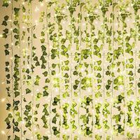 12 Pack Artificial Ivy Garland Fake Plants, Vine Hanging Garland with CE Certified 80 LED String Light, Hanging for Home Bedr...