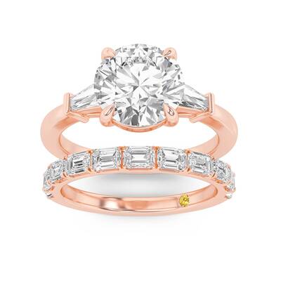 Valentina Lab Grown Round Diamond Engagement Ring with the Juliet Wedding Band | 14K Rose Gold 1 3/4 ct. tw.
