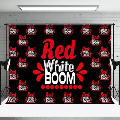 Black Red White Boom Backdrop For Independence Day - Aperturee