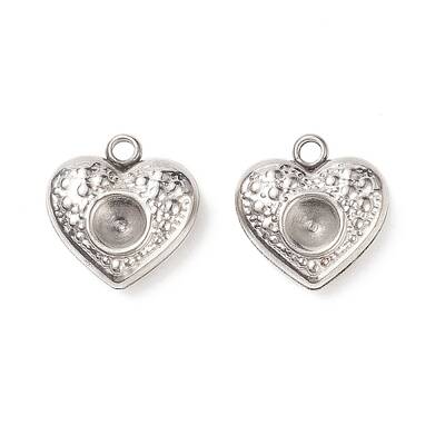 304 Stainless Steel Heart Charms Rhinestone Settings