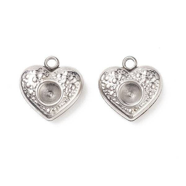 304 Stainless Steel Heart Charms Rhinestone Settings