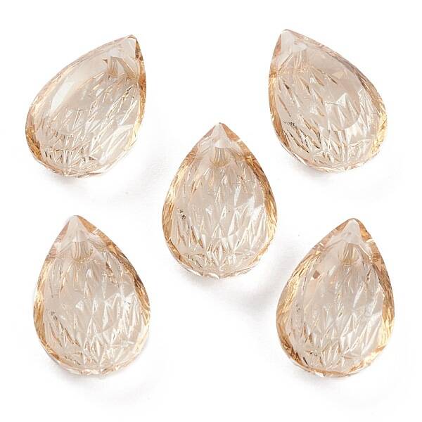 Embossed Glass Rhinestone Pendants