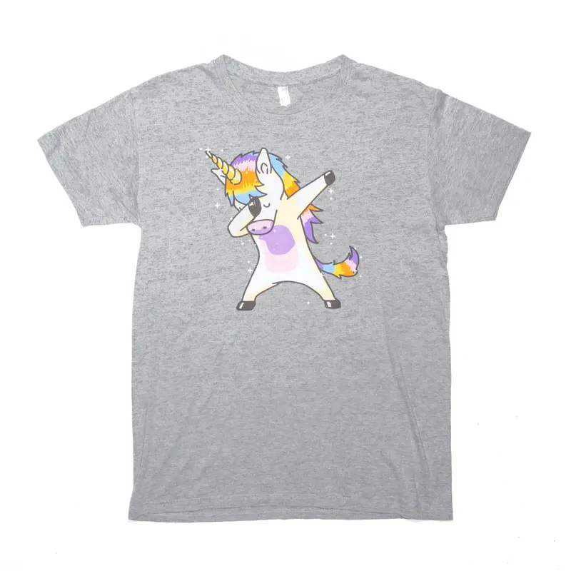 PAMPLING Unicorn Dab Grey Short Sleeve T-Shirt Mens M