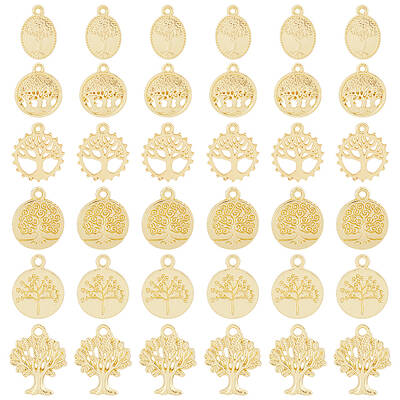 48Pcs 6 Style Alloy Pendants