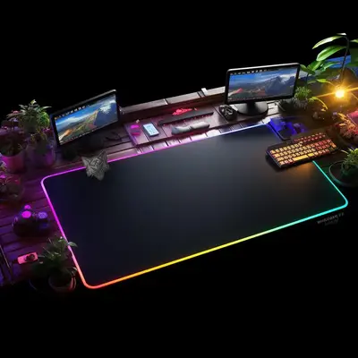 Gaming Mouse Pad with 14 Lighting Modes, Large Size RGB Lighting Gaming Mouse Pad, Gaming Game Table Mat, Non-slip Desk Mat f...