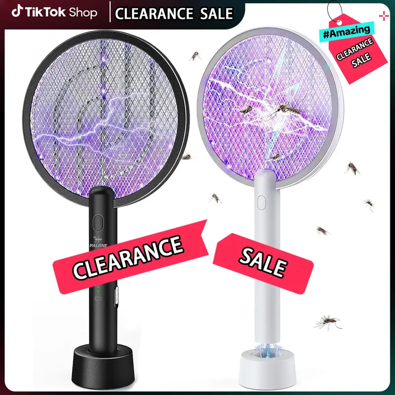 PALONE Electric Fly Swatter,4000V Bug Zapper Racket 2 in 1 Fly Swatter with 1200mAh Battery Rechargeable for Indoor Home Offi...