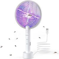 Electric Fly Swatter 3000V Bug Zapper Racket 2 in 1 Fly Swatter with 1200mAh Battery Rechargeable Mosquito Killer Lamp with 3...