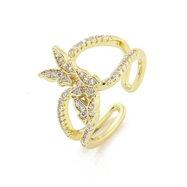 Brass Micro Pave Cubic Zirconia Cuff Rings