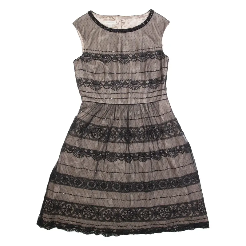 MONSOON Womens A-Line Dress Black Lace Sleeveless Knee Length UK 10