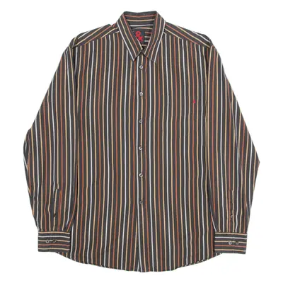 DOLCE & GABBANA Mens Shirt Brown Striped Long Sleeve L