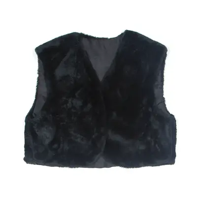 Faux Fur Overcoat Gilet Black Womens M