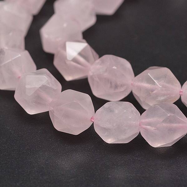 Faceted Natural Rose Quartz Gemstone Bead Strands