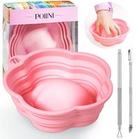 POININI Nail Soaking Bowl, Portable Stainless Steel Tool with Cuticle Pusher, Easy to Clean, Ideal for DIY Nails and Travel-F...