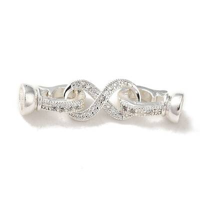 Rack Plating Brass Pave Clear Cubic Zirconia Fold Over Clasps