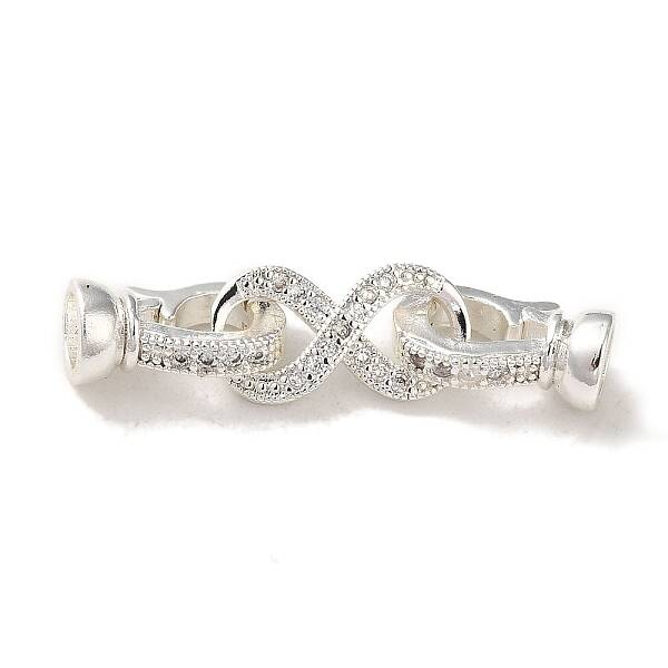 Rack Plating Brass Pave Clear Cubic Zirconia Fold Over Clasps