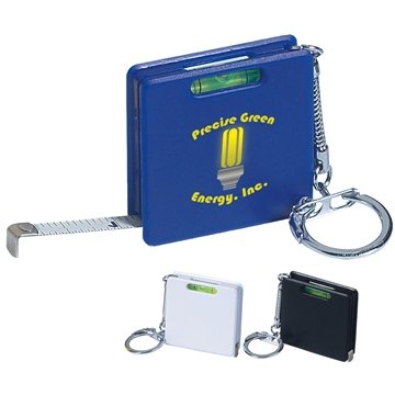 250 Promotional Square Level Tape Measure Key Tag - Steel & Level