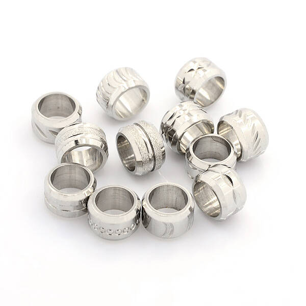 Tarnish Resistant 304 Stainless Steel Mixed Style Column Large Hole Beads