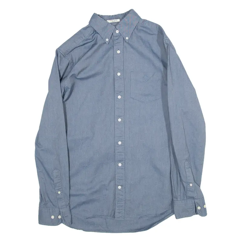 GANT Regular Mens Plain Shirt Blue Long Sleeve M