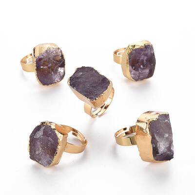 Adjustable Natural Amethyst Finger Rings