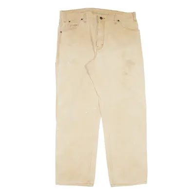 DICKIES Carpenter Workwear Jeans Beige Denim Relaxed Straight Mens W36 L32