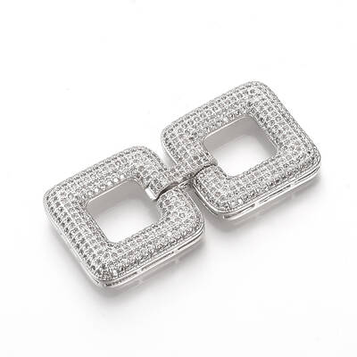 Brass Micro Pave Cubic Zirconia Fold Over Clasps