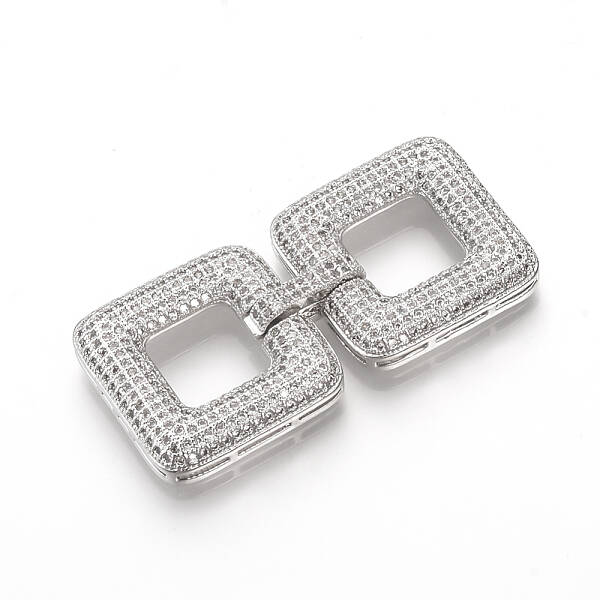 Brass Micro Pave Cubic Zirconia Fold Over Clasps