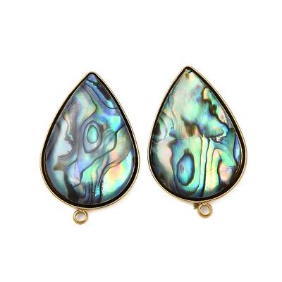 304 Stainless Steel Pave Natural Paua Shell Stud Earring Findings