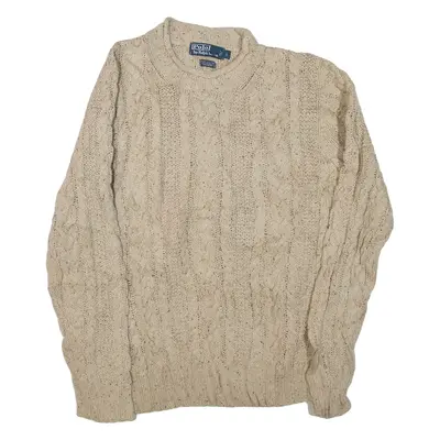 POLO RALPH LAUREN Mens Aran Jumper Cream Cable Knit L