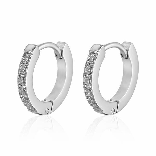 Stainless Steel Stud Earrings with Cubic Zirconia for Women