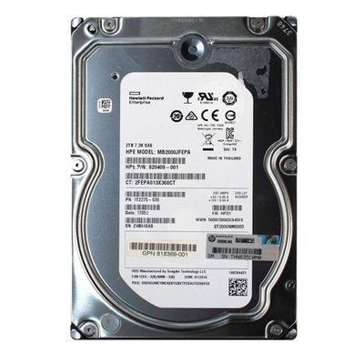 820409-001 HP 2TB 7200RPM SAS 12GB/s Hot-Pluggable 3.5-Inch LPc Hard Drive for ProLiant Gen10/Gen10+/Gen11 Servers