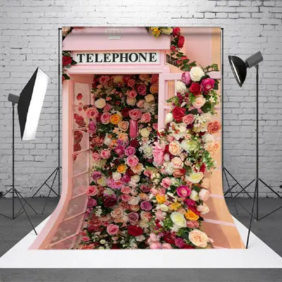 Aperturee Colorful Rose Romantic Pink Telephone Photo Backdrop | Valentine Photo Backdrop | Valentine'S Day Backdrops | Happy...