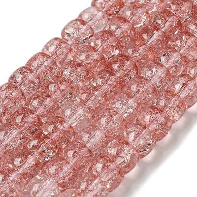 Transparent Spray Painting Crackle Glass Beads Strands