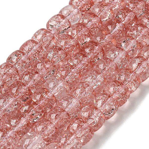 Transparent Spray Painting Crackle Glass Beads Strands