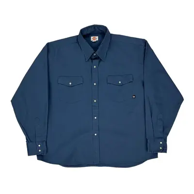 Dickies Shirt - XL Blue Polyester Blend