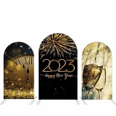 Aperturee Golden Spark Happy 2023 New Years Arch Backdrop Kit | Chiara Wall Backdrop Diy | Circle Arch Backdrop Diy | Custom ...