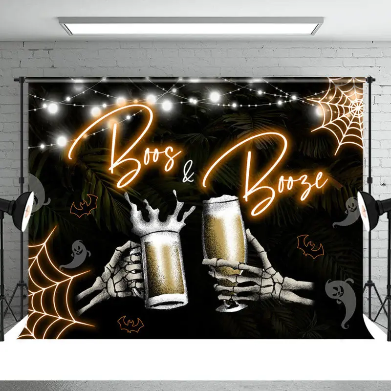 Boos And Boose Cheers Leaves Bokeh Halloween Backdrop - Aperturee