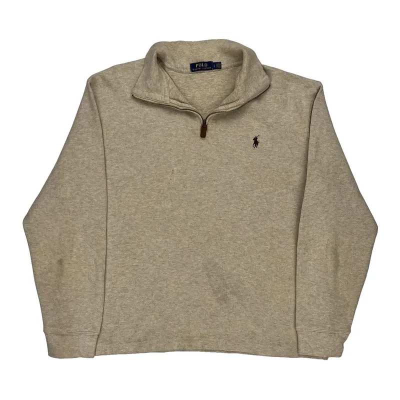 Ralph Lauren 1/4 Zip - Large Beige Cotton