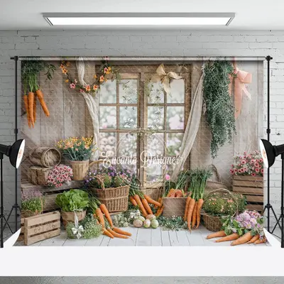 Light Brown Spring Carrots Window Easter Backdrop - Aperturee