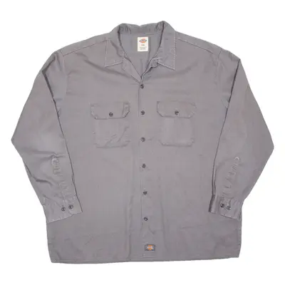 DICKIES Mens Worker Shirt Grey Long Sleeve 2XL