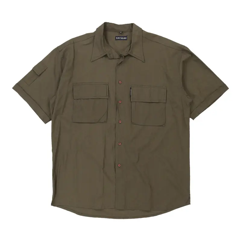 Shivani Short Sleeve Shirt - XL Brown Cotton