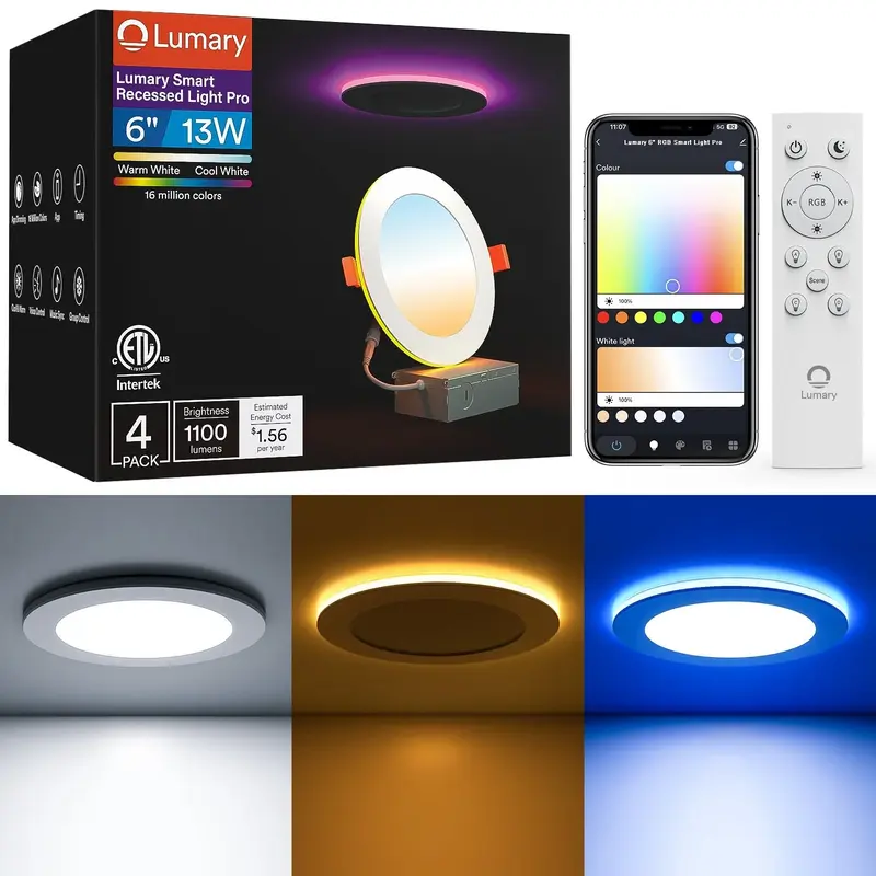 Lumary Smart Recessed Light Pro 6 Inch, 4 pcs