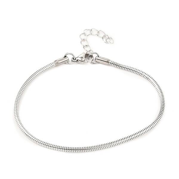 1Pc Unisex 304 Stainless Steel Round Snake Chain Bracelets